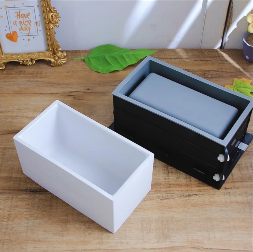 Terrazzo Pot Cement - Molde de silicona grande rectangular para