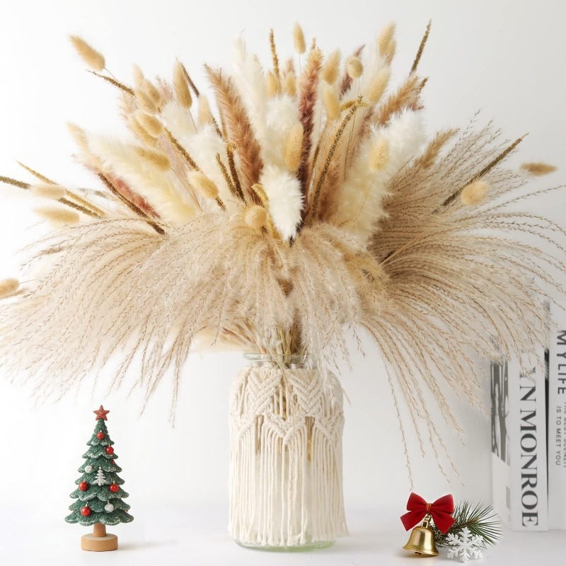 Dried Pampas Bundle - 120 Piezas de Ramo de Hierba