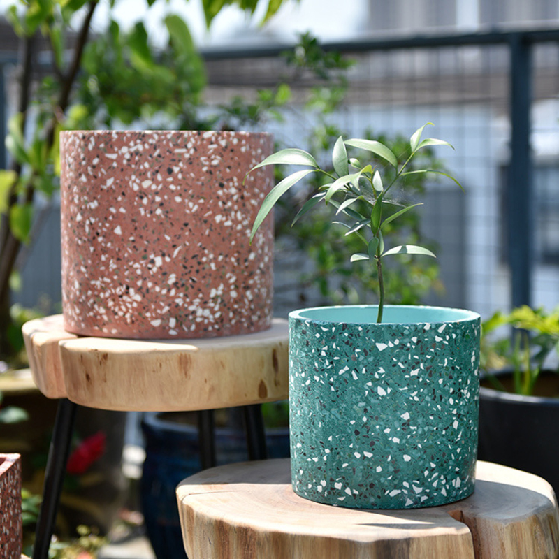 Terrazzo Pot Cement - Moldes de silicona para maceta grande,