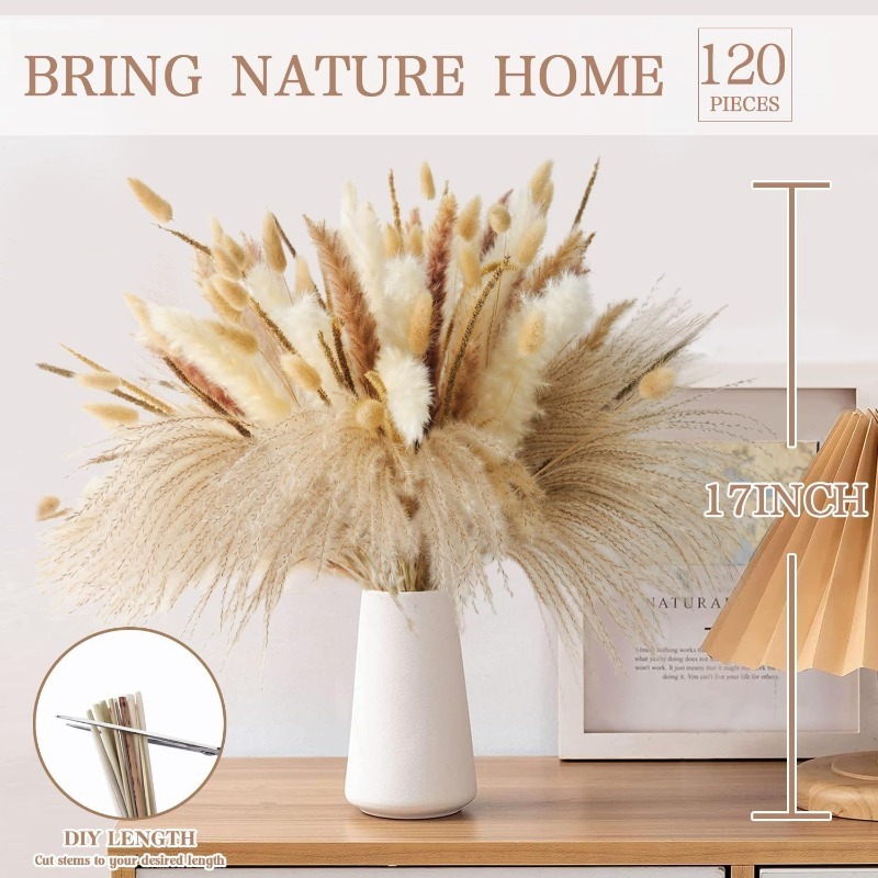 120 Piezas de Ramo de Hierba S - Dried Pampas Bundle reseña y precio