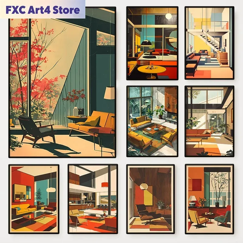 Póster Arquitectónico Vintage  - Interior Design Layout reseña y precio
