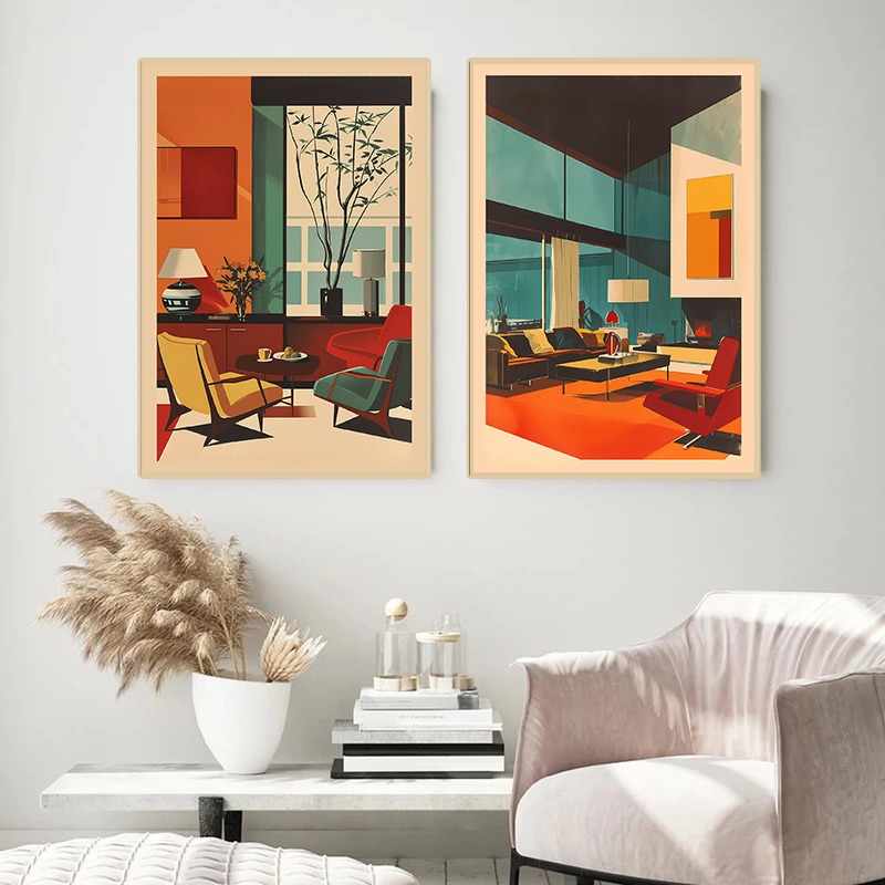 Póster Arquitectónico Vintage  - Interior Design Layout reseña y precio