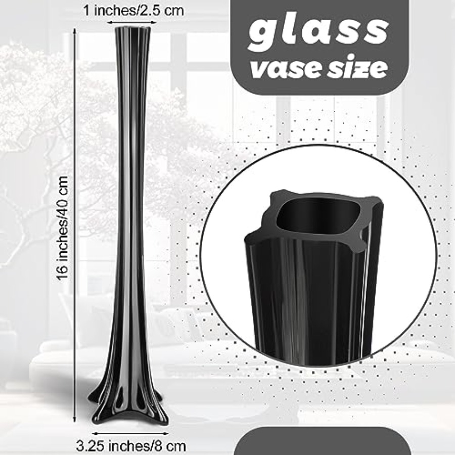 Centros de mesa de vidrio negr - Fluted Vase Tall reseña y precio