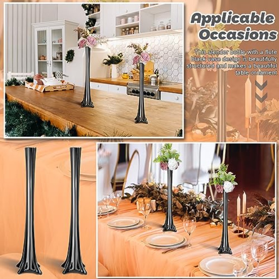 Centros de mesa de vidrio negr - Fluted Vase Tall reseña y precio